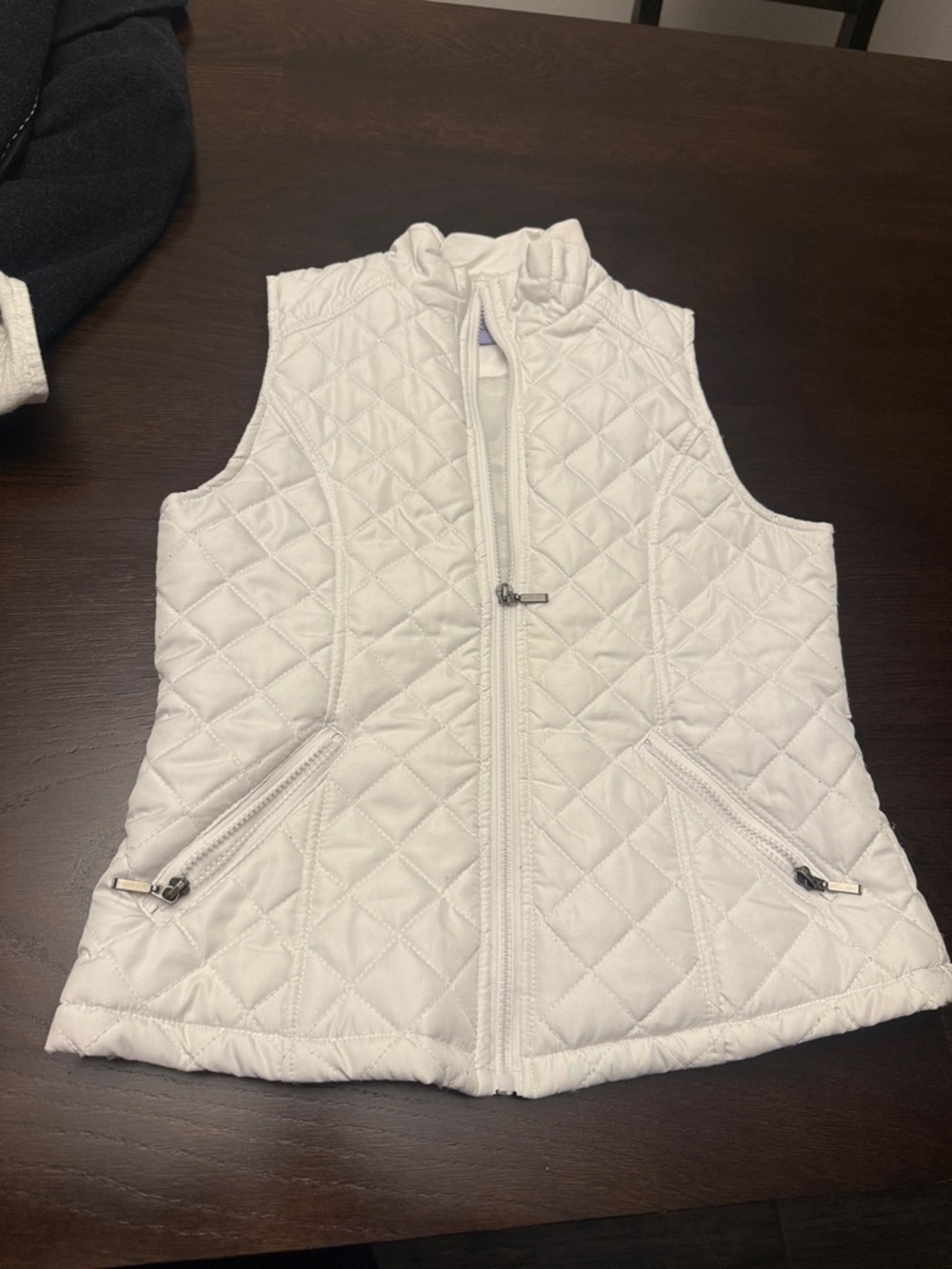 Laura Scott Quilted White Puffer Vest - Sleeveless Zip Front size small